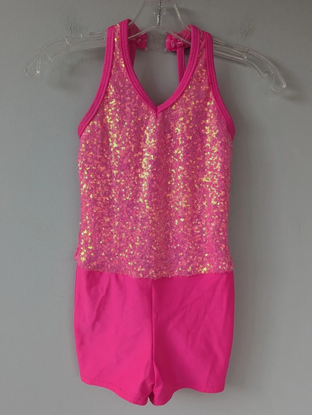A Wish Come True Girls Hot Pink Sequin & Feathers Two Piece Skirt Dance Costume